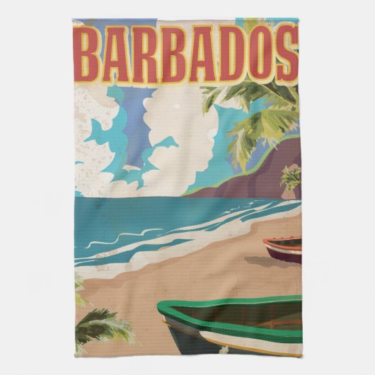 Barbados-reisposter Theedoek (Verticaal)