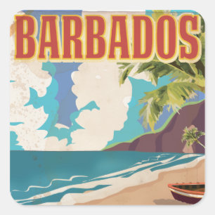 Barbados-reisposter Vierkante Sticker
