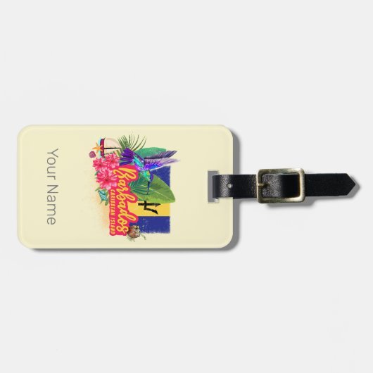 Barbados Retro Caraïben  eiland Souvenir Bagagelabel (Voorkant horizontaal)