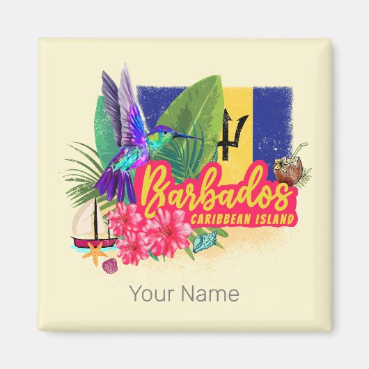Barbados Retro Caraïben  eiland Souvenir Magneet (Voorkant)