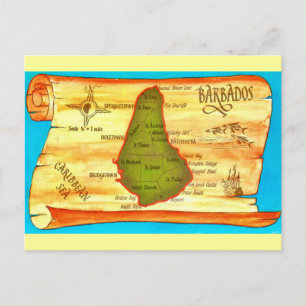 Barbados Retro Kaart Ansichtkaart