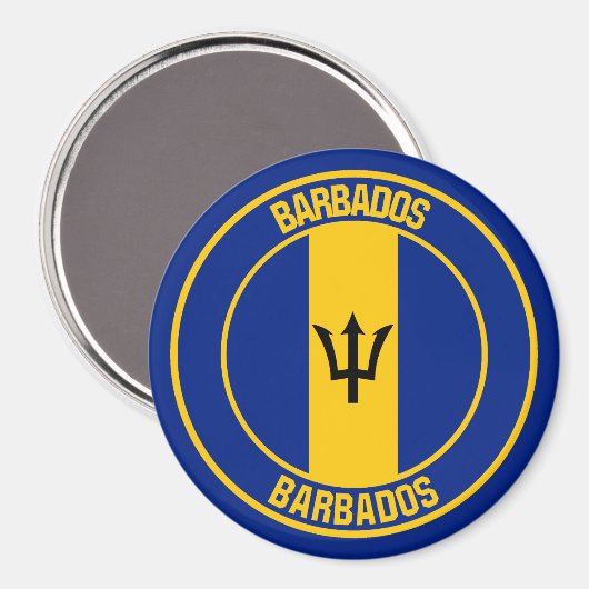 Barbados Round Emblem Magneet (Voorkant / Achterkant)