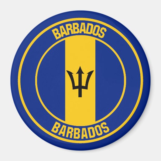 Barbados Round Emblem Magneet (Voorkant)