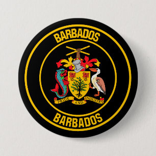 Barbados Round Emblem Ronde Button 7,6 Cm