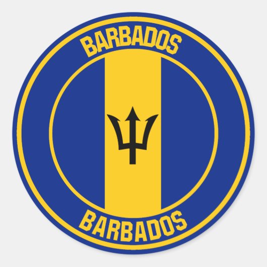 Barbados Round Emblem Ronde Sticker (Voorkant)