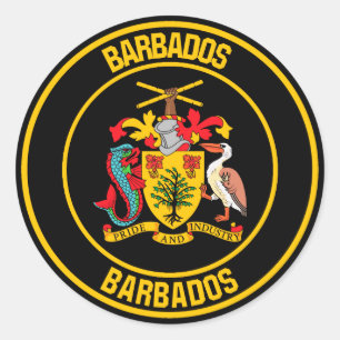 Barbados Round Emblem Ronde Sticker