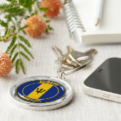 Barbados Round Emblem Sleutelhanger (Zijkant)
