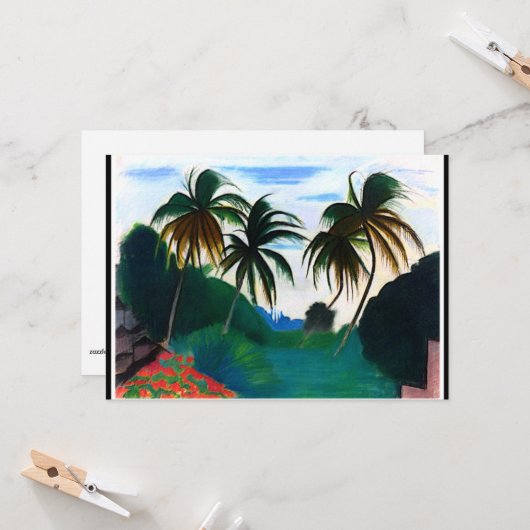 Barbados, schilderij van Joseph Stella Kaart (Voorkant / Achterkant in situ)