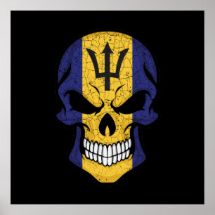 Barbados Smillen Skull Flag Poster