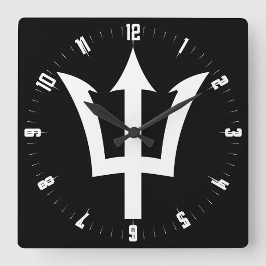 Barbados Trident Square Wall klok (Voorkant)