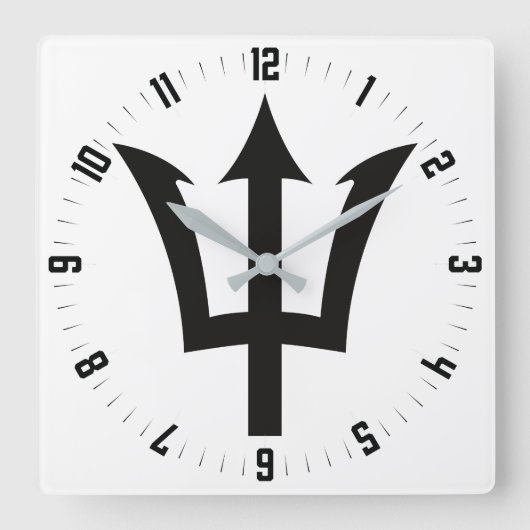 Barbados Trident Square Wall klok (Voorkant)