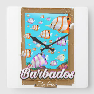 Barbados Tropische Vissen reisposter Vierkante Klok