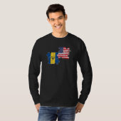 Barbados USA Barbadian American Flag T-shirt (Voorkant volledig)