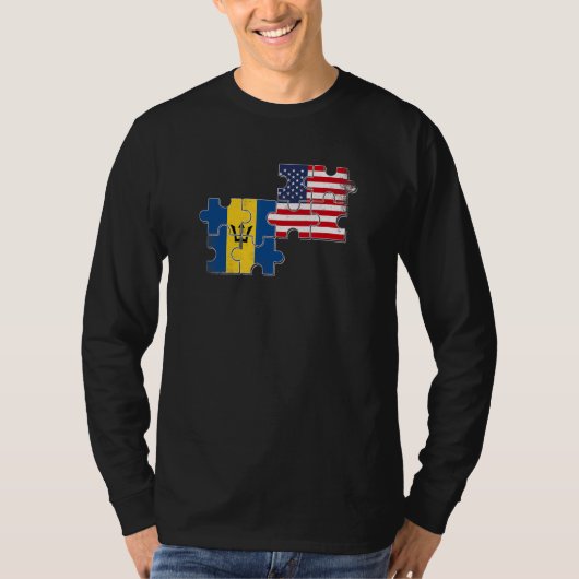 Barbados USA Barbadian American Flag T-shirt (Voorkant)