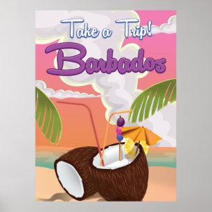 Barbados vakantie cartoon reisposter poster