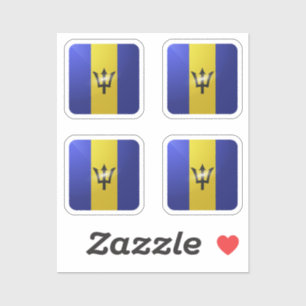 Barbados vierkante glanzende vlag sticker