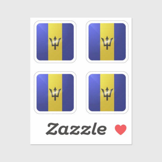 Barbados vierkante glanzende vlag sticker (Vel)