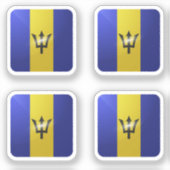 Barbados vierkante glanzende vlag sticker (Voorkant)