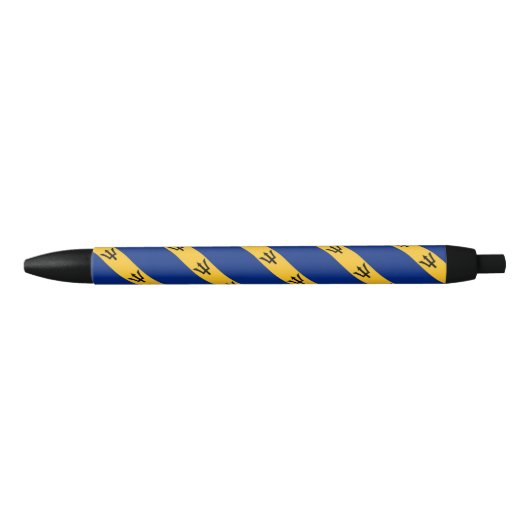 Barbados Vlag Balpen Zwarte Inkt Pen (Voorkant)