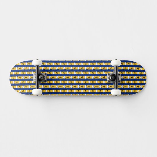 Barbados vlag kleuren harten patroon patriottisch skateboard (Horizontaal)