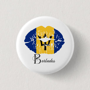 Barbados Vlag Lippen Ronde Button 3,2 Cm