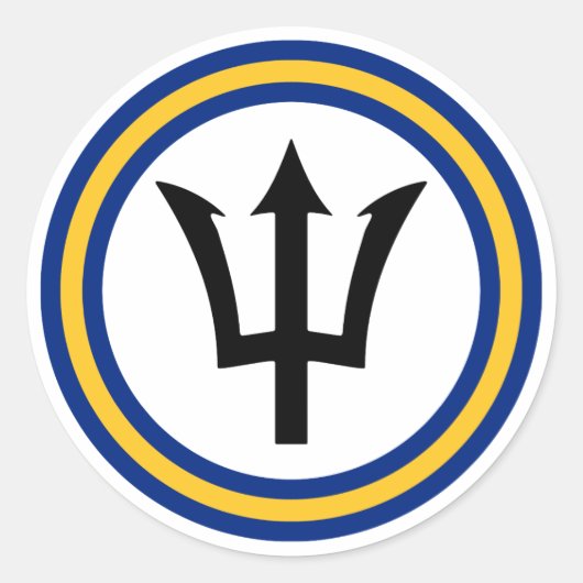 Barbados Vlag Ring Ronde Sticker (Voorkant)