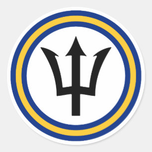 Barbados Vlag Ring Ronde Sticker