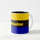 Barbados vlag Stripe kleuren Tweekleurige Koffiemok (Voorkant rechts)