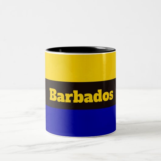 Barbados vlag Stripe kleuren Tweekleurige Koffiemok (Center)