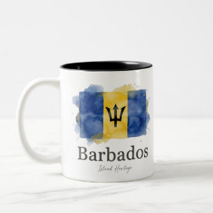 Barbados Waterverfvlag Caribisch Erfgoed Tweekleurige Koffiemok