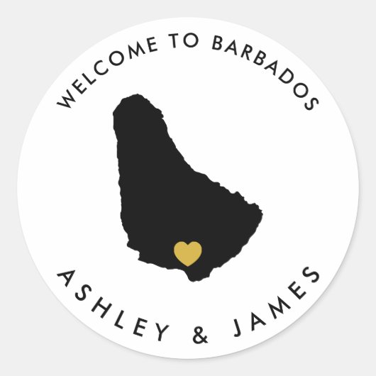 Barbados Wedding Welcome Stickers, Favor Ronde Sticker (Voorkant)