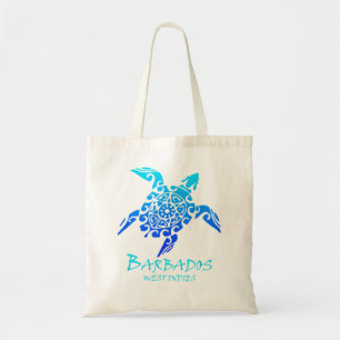 Barbados West Indies  Retro Tribal Turtle V Tote Bag