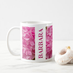 "Barbara" Elegante roze hortensia bloemenbeletteri Koffiemok
