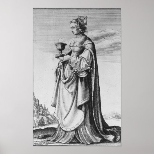Barbara, geëtst door Wenceslaus Hollar, 1647 Poster (Voorkant)