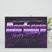 Barbara prénom carte rétro lilas pour anniversaire (Debout devant)
