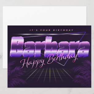 Barbara prénom carte rétro lilas pour anniversaire