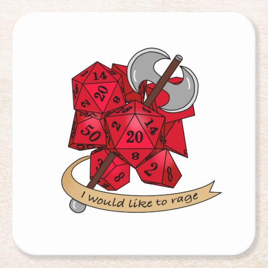 Barbarian Dice Design Vierkante Kartonnen Onderzetter (Voorkant)