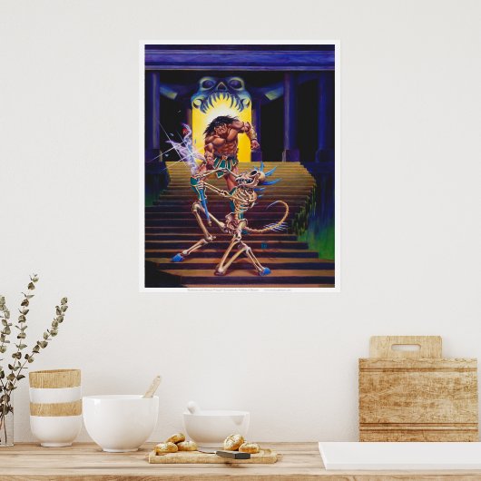 Barbarian met Skeleton Wizard Poster (Keuken)