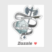 Barbarian roll voor schade d20 grote bijl sticker (Vel)