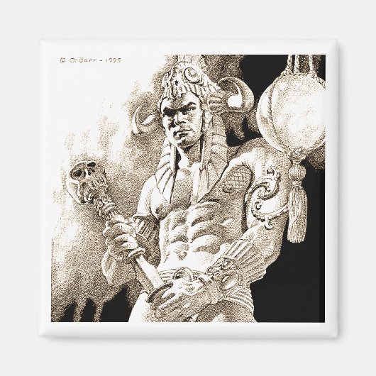 Barbarian Warrior Square Magnet Magneet (Voorkant)