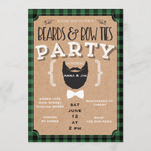 barbe et arc cravate baby shower invitation