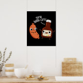 Barbe-schattig Funny Barbecue Pun Dark BG Poster (Keuken)