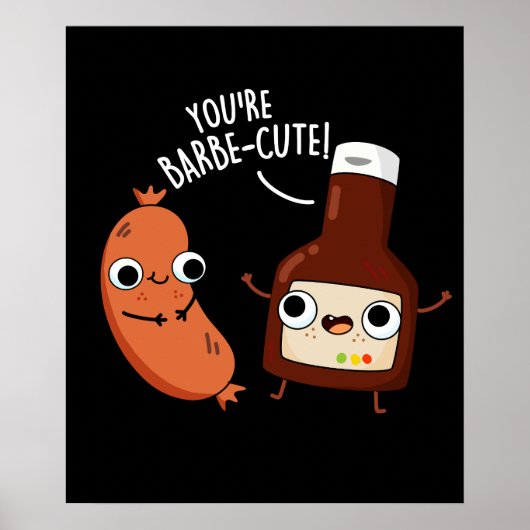 Barbe-schattig Funny Barbecue Pun Dark BG Poster (Voorkant)