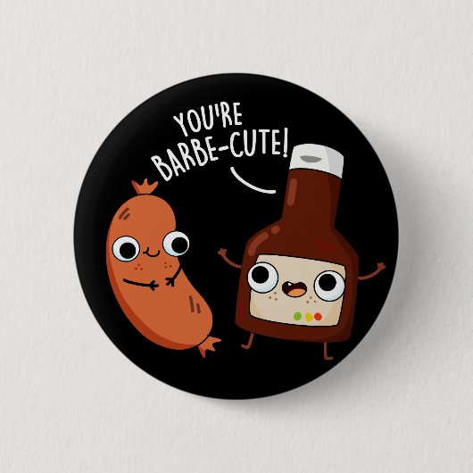 Barbe-schattig Funny Barbecue Pun Dark BG Ronde Button 5,7 Cm (Voorkant)
