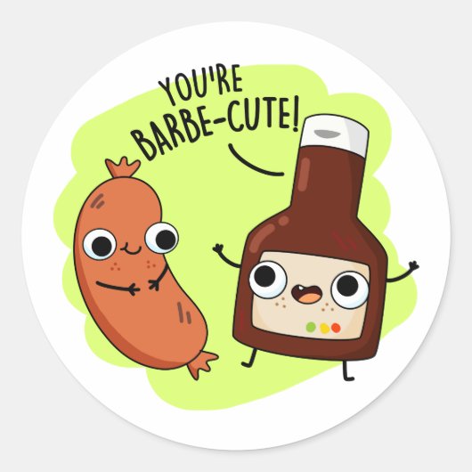 Barbe-schattig Funny Barbecue Pun Ronde Sticker (Voorkant)