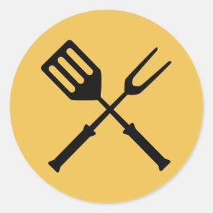 Barbecue Barbeque BBQ Barby Barbies Grill Oval Sti Ronde Sticker