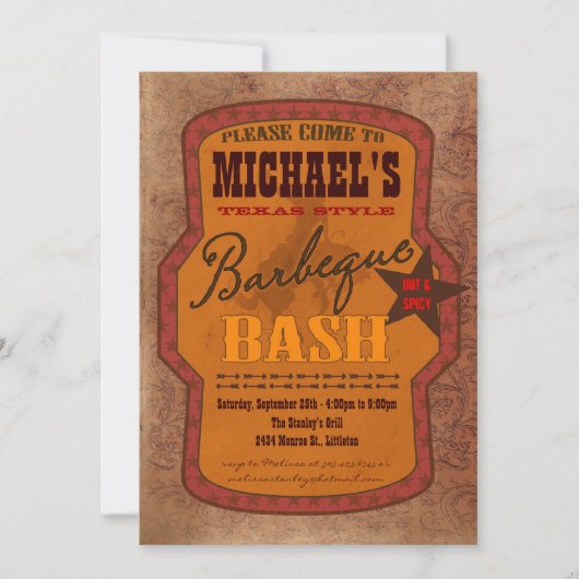 Barbecue Bash Invitation - Western of Texas Style Kaart (Voorkant)