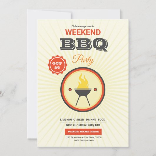Barbecue / BBQ Feestflyer Kaart (Voorkant)