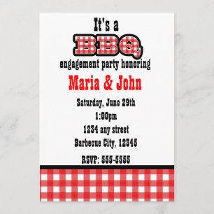 Barbecue BBQ Gingham Summer Country Party Kaart