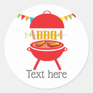barbecue , bbq grill , verjaardagsfeest , barbecue ronde sticker